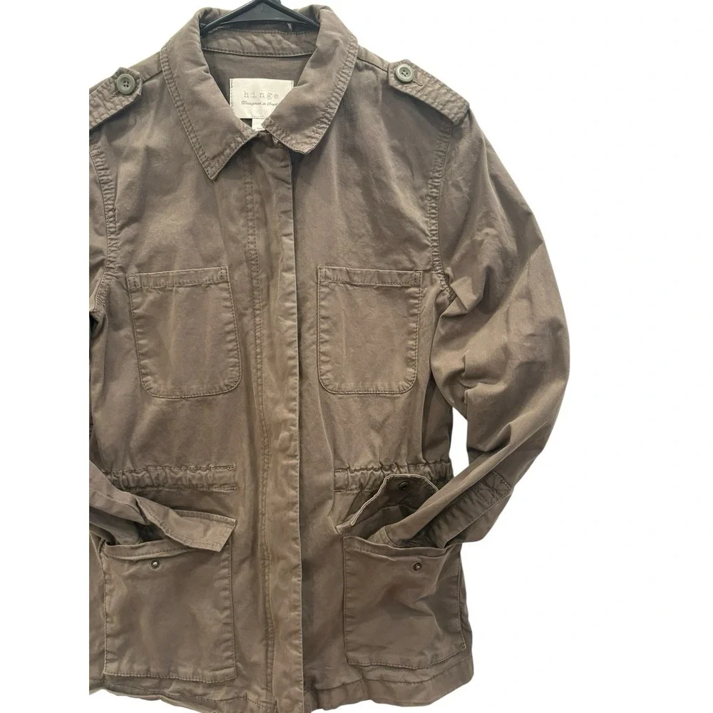 Hinge Utility Jacket Cargo Style Adjustable Waist Sz Small Military Olive